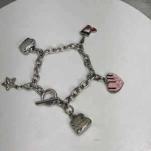 (Z4) Kathy vintage Y2K silver bracelet with 5 charms, size 7